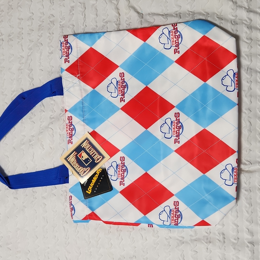 Texas Rangers Loudmouth MLB Cooperstown Collection Argyle Retro Tote Bag NWT